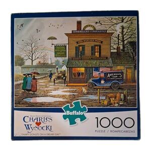 Wysocki Dampy Donuts on a Dreary Day 1000 PC Puzzle Used Bagged Buffalo Games